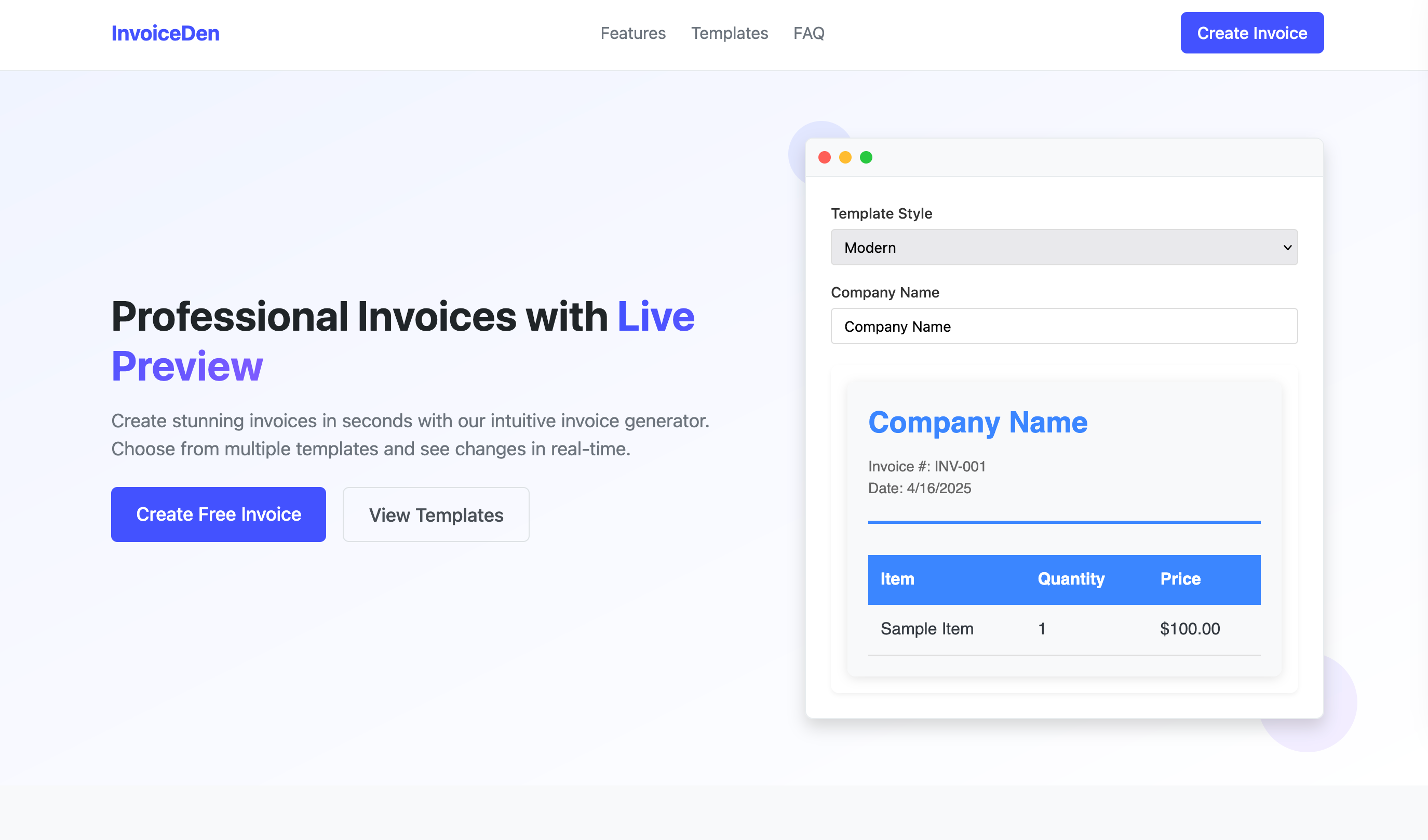 Invoice Den: Invoice generator with live preview | BetaList