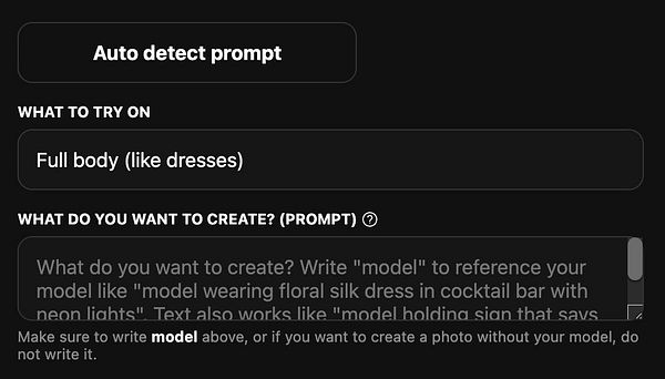 The image displays a user interface for a photo generation tool with various input fields and instructions.