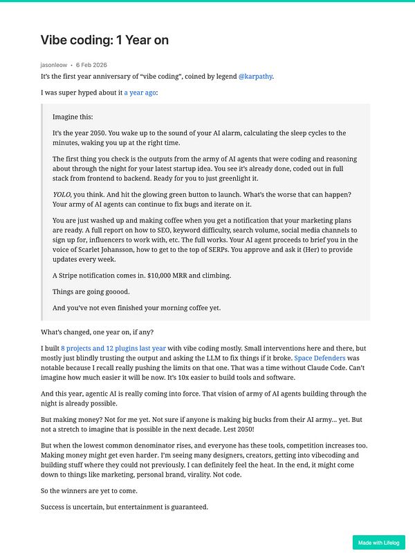 A computer monitor displaying a detailed digital journal or life log entry on a website.