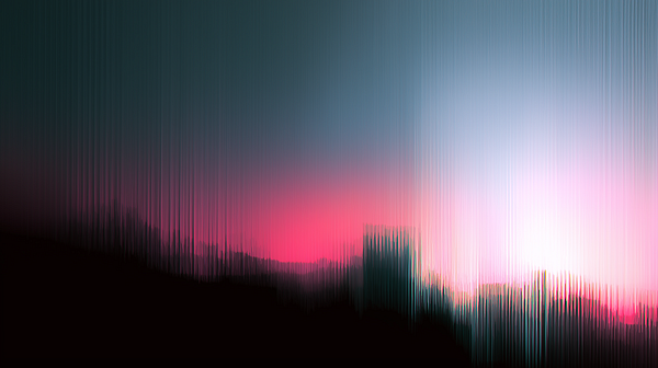 An abstract digital wallpaper featuring a gradient of colors with vertical lines.