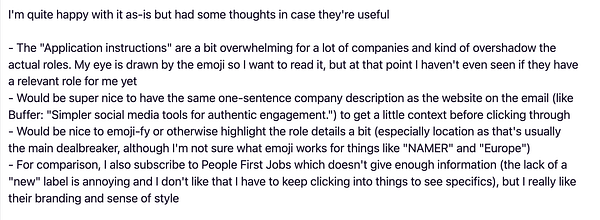 Screenshot of a tweet by Gumroad’s CEO Sahil Lavingia thanking an ex-Gumroadian for contributing innovative feedback incorporated into a newsletter.
