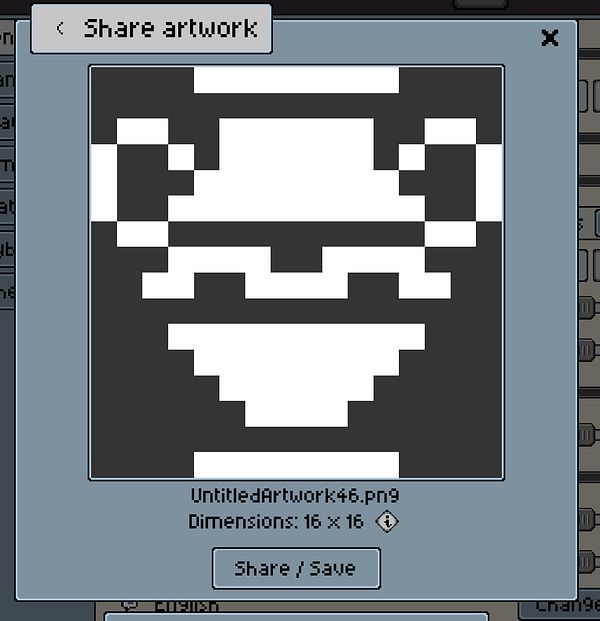 A pixel art representation of a vase displayed in a sharing interface.