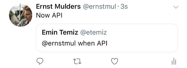 A Twitter conversation about an API request.