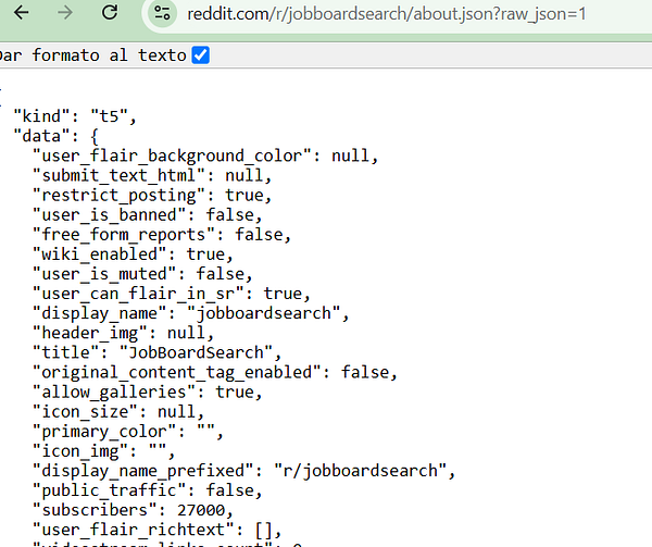 Screenshot of the r/jobboardsearch subreddit homepage on Reddit with statistics highlighting 27k members.