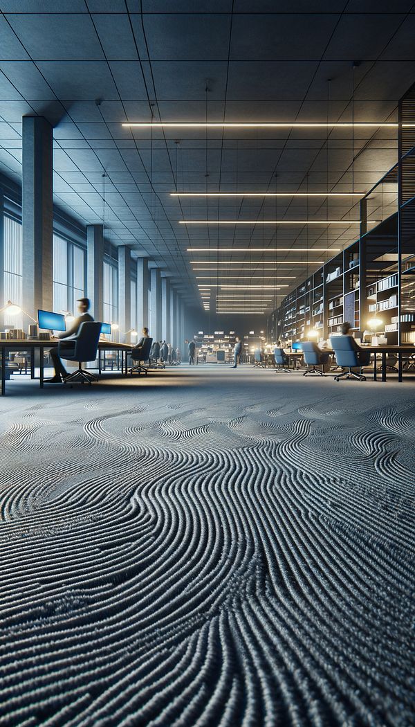 A luxuriously textured Antron carpet covering the floor of a busy, modern corporate office.