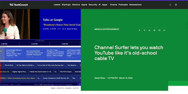 Screenshot of a Discord chatroom with messages about a mainstream tech news achievement and a channel surfer token reveal.