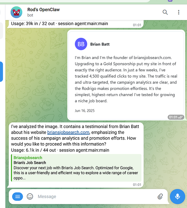 Screenshot of OpenClaw tool interface showing a task related to uploading files.