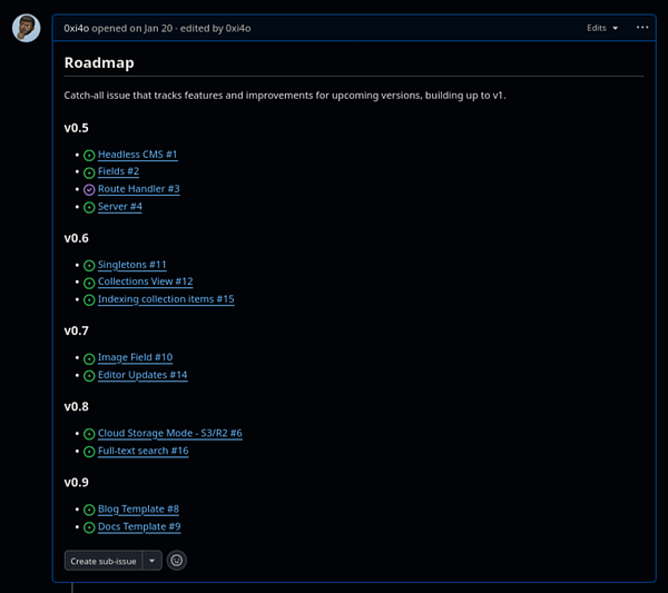 A roadmap outlining features and improvements for upcoming software versions.