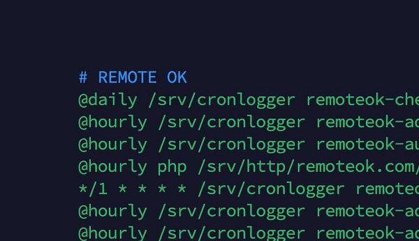 The image displays a code snippet related to cron job scheduling for a remote application.