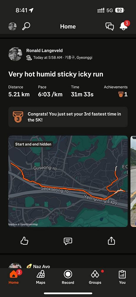 A fitness tracking app screenshot displaying a morning run summary.