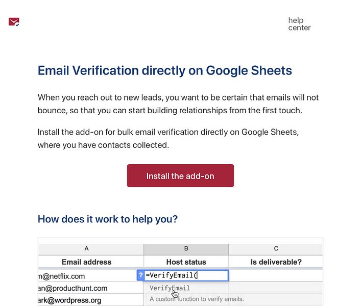 Email Verification Tool for Google Sheets