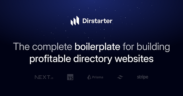 The image promotes a tool called 'Dirstarter' for creating profitable directory websites.