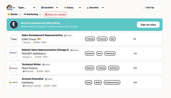 The image displays a job listing interface featuring open remote job opportunities.