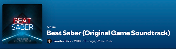 The image displays the album cover and details for 'Beat Saber (Original Game Soundtrack)'.