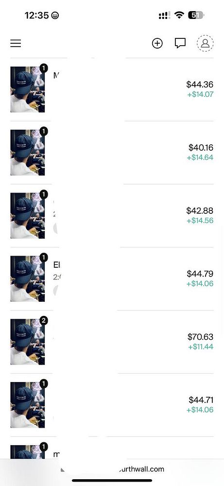 A mobile app interface displaying sales data for MEGA hats.