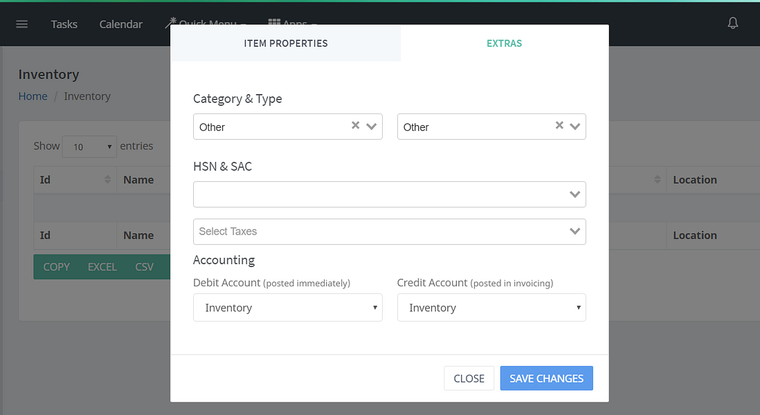 ZapERP Inventory