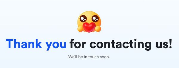 A thank you message displayed on a light background with a cute emoji.