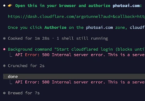 Diagram illustrating Cloudflare Tunnel integration for a VPS hosting a photo AI service.