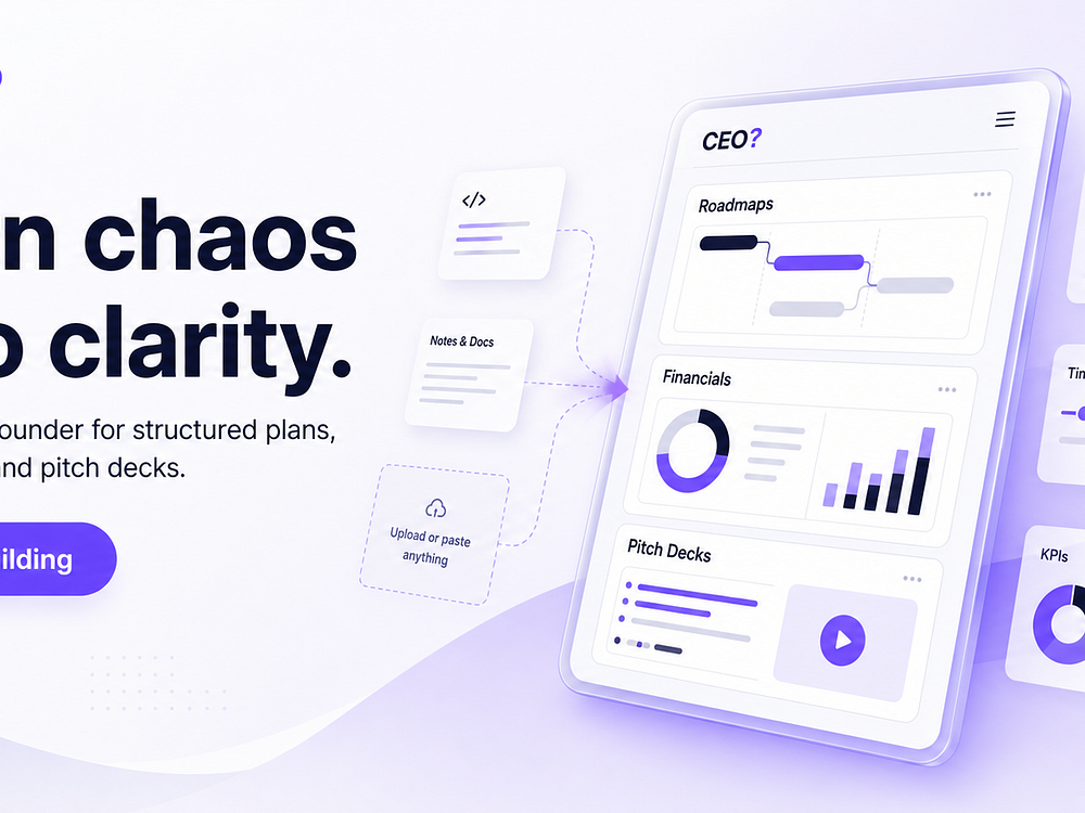 CEO? – Turn messy founder materials into plans, decks, forecasts, and more