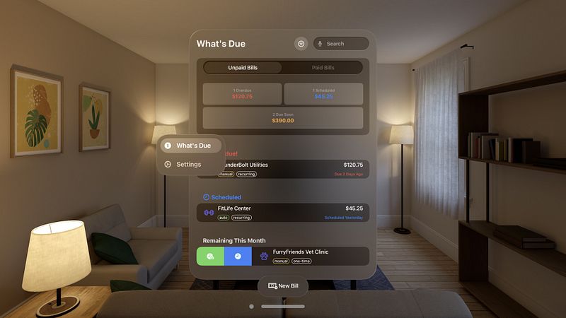 Screenshot of What's Due: Bill Tracker