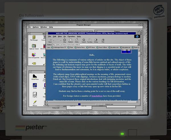 Screenshot of a 1990s-style personal homepage titled 'Michael Rogge,' featuring his biography, photography portfolio, and links, displayed in a Netscape web browser on a Windows operating system.