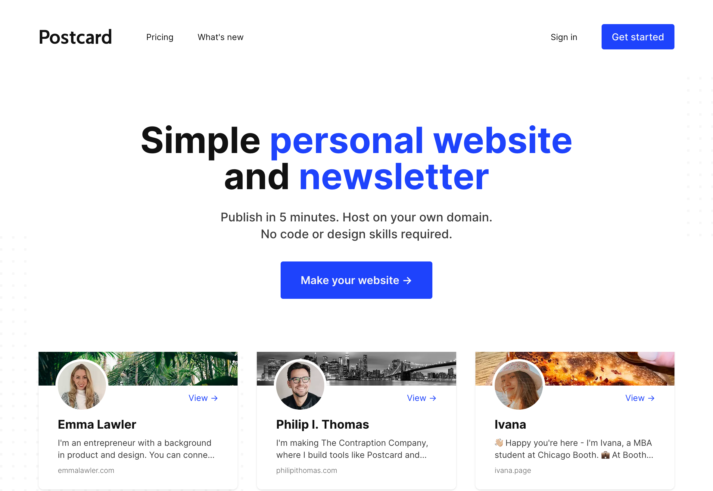 Postcard: Easy personal website and newsletter | BetaList