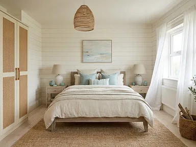A bedroom restyled as coastal