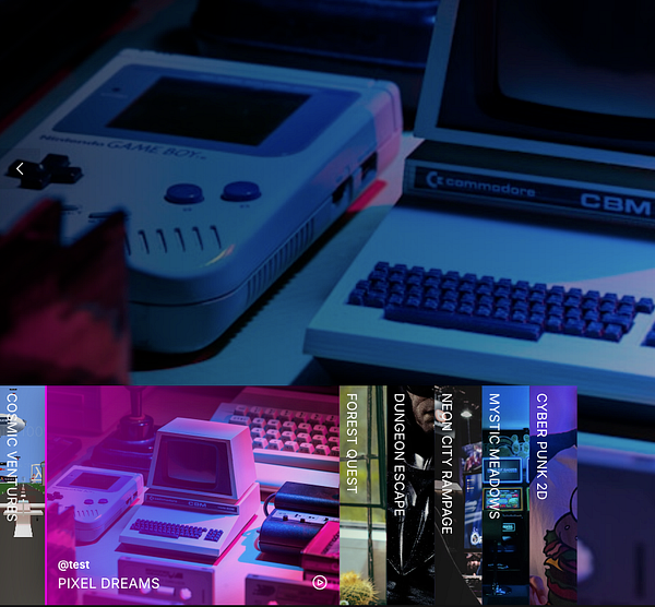 The image features retro gaming consoles and a carousel interface showcasing various games.