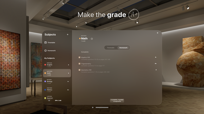 Screenshot of Subjects — school planner