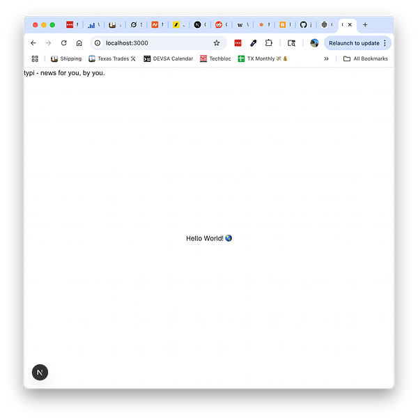 A web page displaying a simple greeting message.