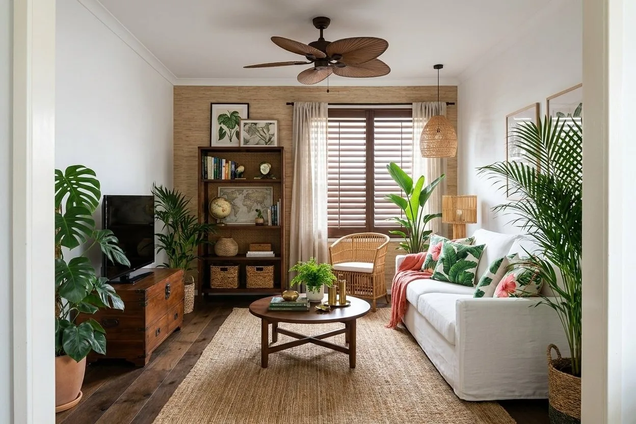 The same living room in the Tropical style