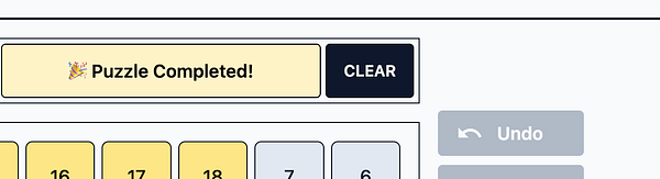 The image displays a user interface for a puzzle game indicating completion.