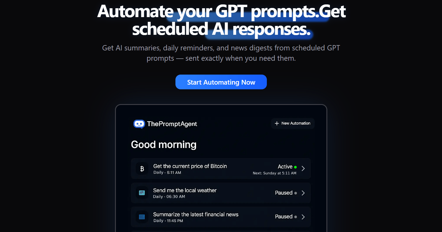 ThePromptAgent: Schedule your AI prompts and get results
