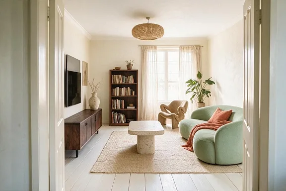 An Organic Modern living room in the Sage and Terracotta palette