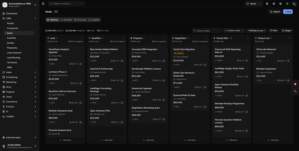 AutomateNexus CRM