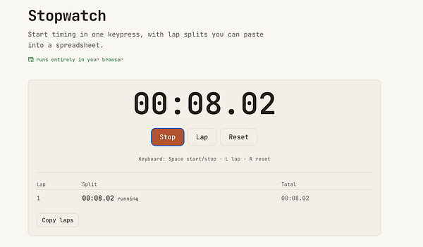 A screenshot of a web app interface called 'Tools', featuring a Color Blindness Simulator and a Stopwatch tool.