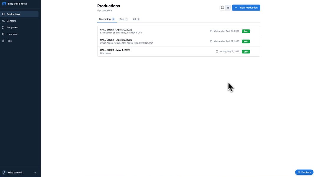 Easy Call Sheets