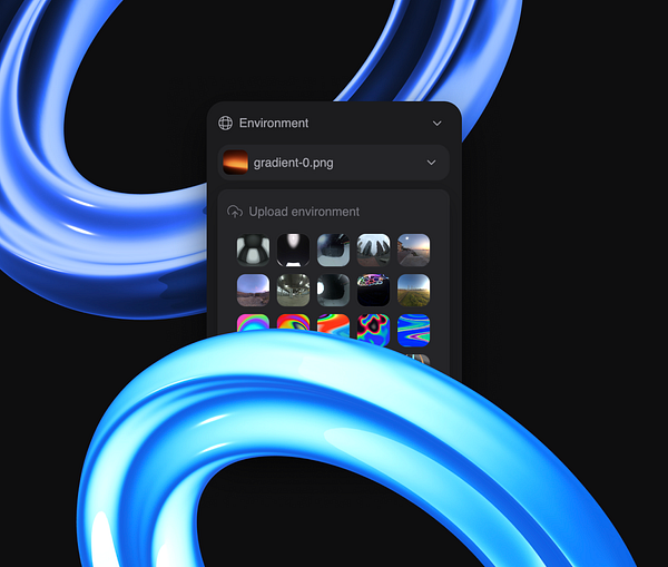 The image features a user interface for uploading an environment with a selection of visual options.