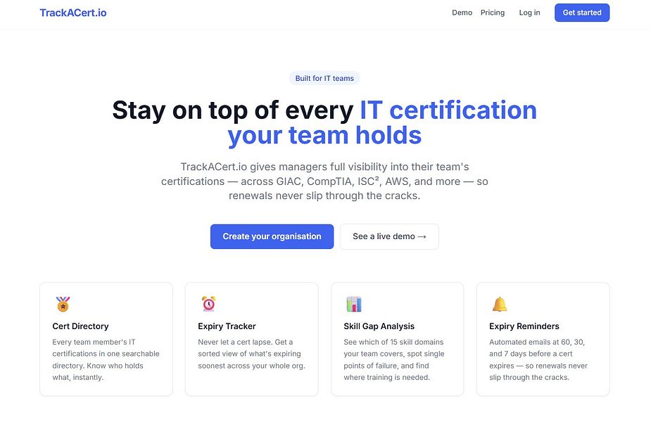 TrackACert.io