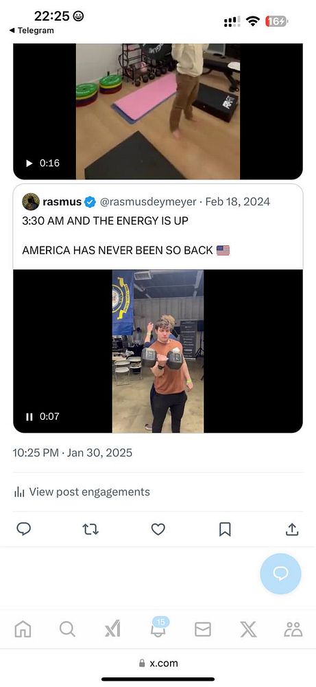 A social media post featuring a video and a tweet about energy and motivation.