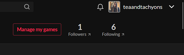 The image displays a user profile interface from itch.io showing follower statistics.