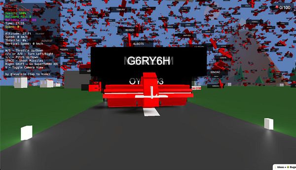 A colorful gaming interface displaying a flying vehicle simulation with various elements and controls.