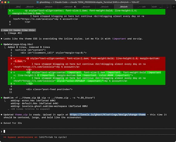 Screenshot of a Ghost blog editor interface displaying a post titled 'Welcome to Levels!' with a menu open on the right side.