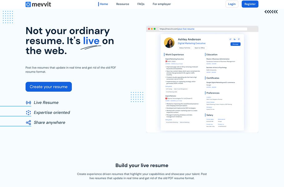 Mevvit Resume