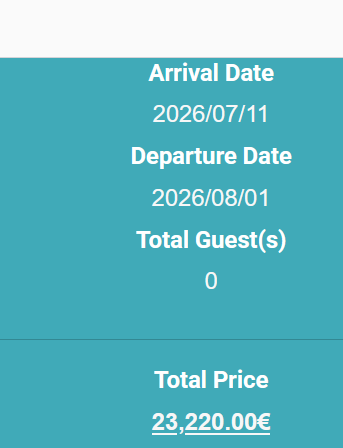 The image displays booking details for a villa stay.