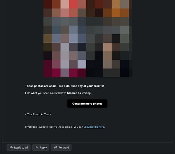 A dashboard interface showing user statistics and categories for a mobile app, with sections for 'To try,' 'Powered by #photoai,' and user groups with churn risk analysis.