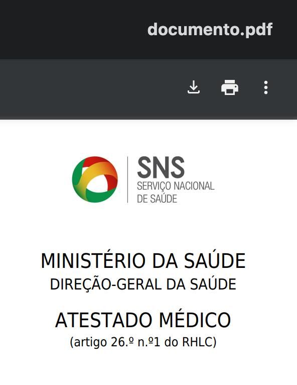 The image displays a medical certificate document from a national health service.