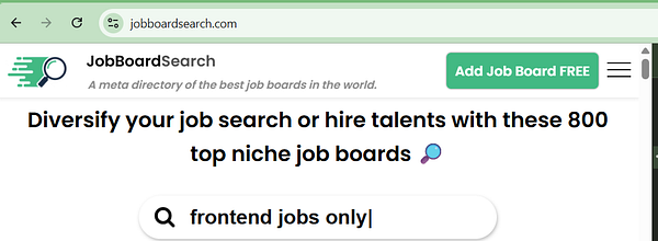 A webpage showing a list of niche job boards for outreach purposes.