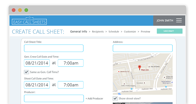Easy Call Sheets