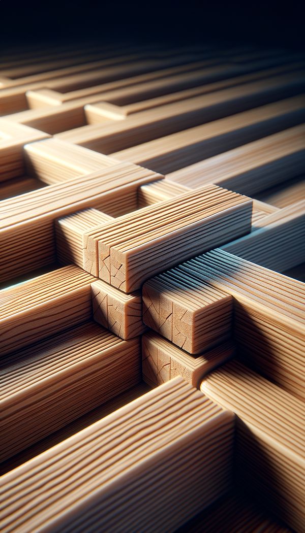 An image showcasing the seamless joining of wood planks on a floor using the end matching technique, focusing on the precise and smooth interlocking at the ends.